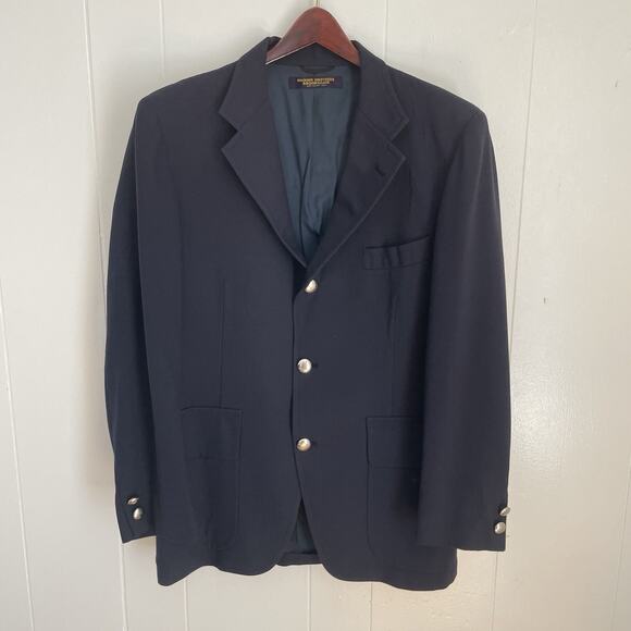 VTG Brooks Brothers Brooksgate Navy Blazer 40R Silver Buttons Preppy USA Ivy - Picture 1 of 14